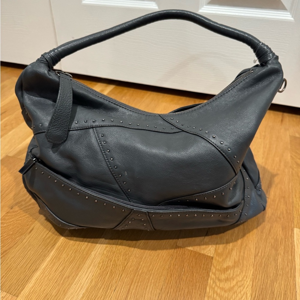 Dan Azan NWOT Italian Charcoal Gray Soft Leather w/strap